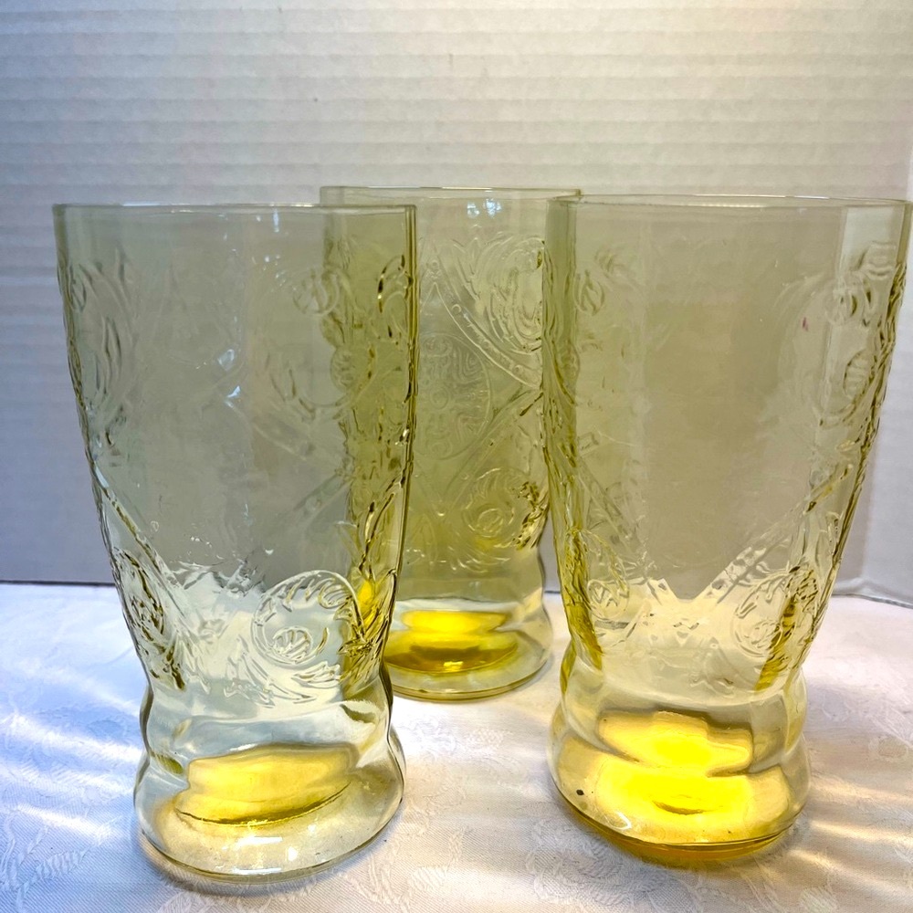 Vintage Madrid Amber Tumblers Set of 3 Federal Glass 1932-1939 Depression Glass